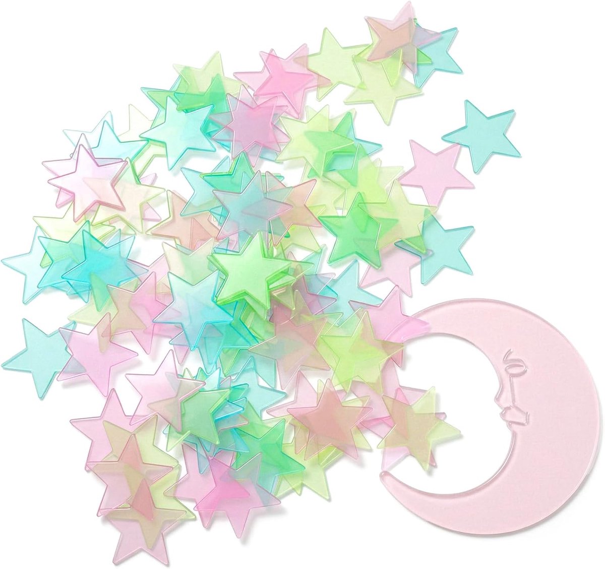 Glow in the Dark Stars voor plafond, kleurrijke gloeiende muurstickers