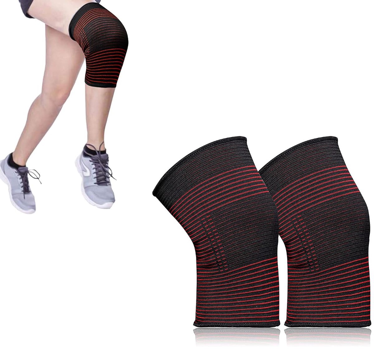Kniesteun, ademend, anti-slip kniecompressiehuls voor mannen en vrouwen, kniesteunbrace voor gewrichtspijnverlichting, artritis, herstel, hardlopen, basketbal, wandelen, sport (M)