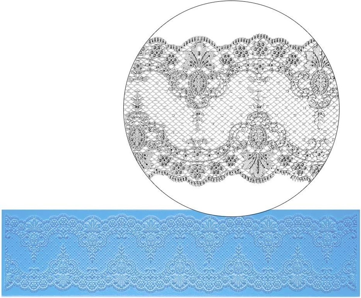 mit Herz Siliconen decormat | Siliconen vorm fondant | Hoogte: 2mm | Top Design | Ideaal voor het maken van randen in kant optiek | Gereedschap voor het vormen van fondant (Design 5 | 38,7cm x 9,6cm)