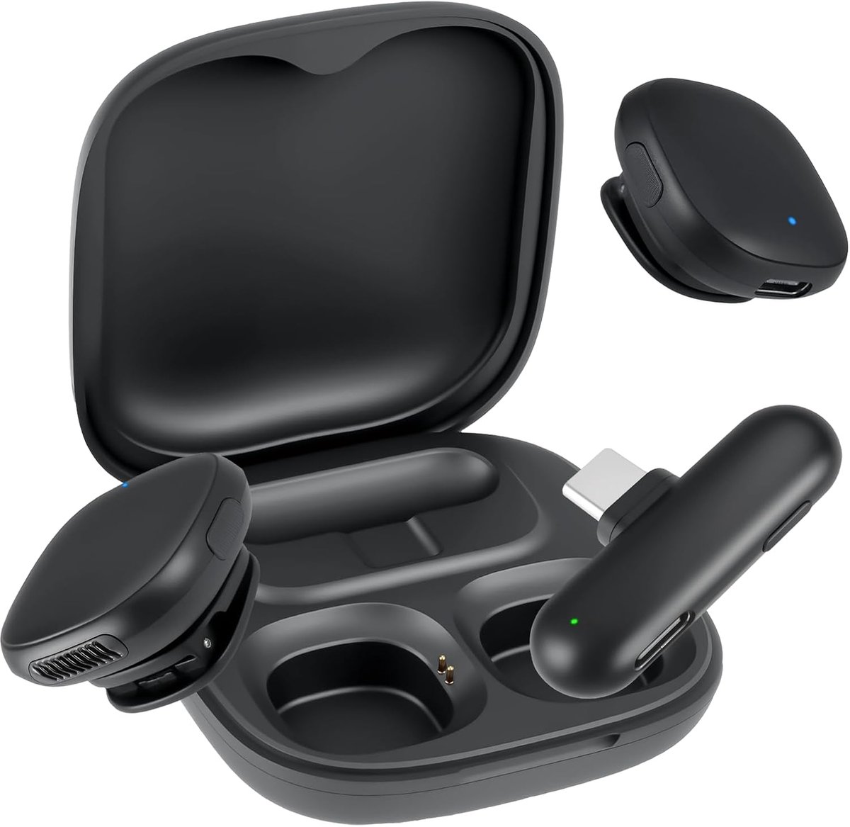 Microfoon voor iPhone en Android, Draadloze Microfoon met ruisonderdrukking via AI, 32 uur batterijduur, Draadloze Microfoon voor sociale media