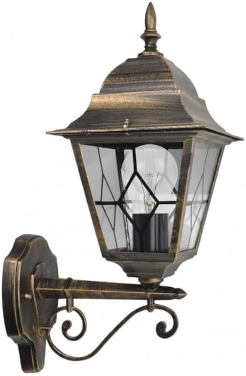 Aluminium, elegant design in zwart en goud, ideaal voor verlichting en decoratie buiten, afmetingen: 44 x 27 x 18 cm, beschermingsklasse IP44.