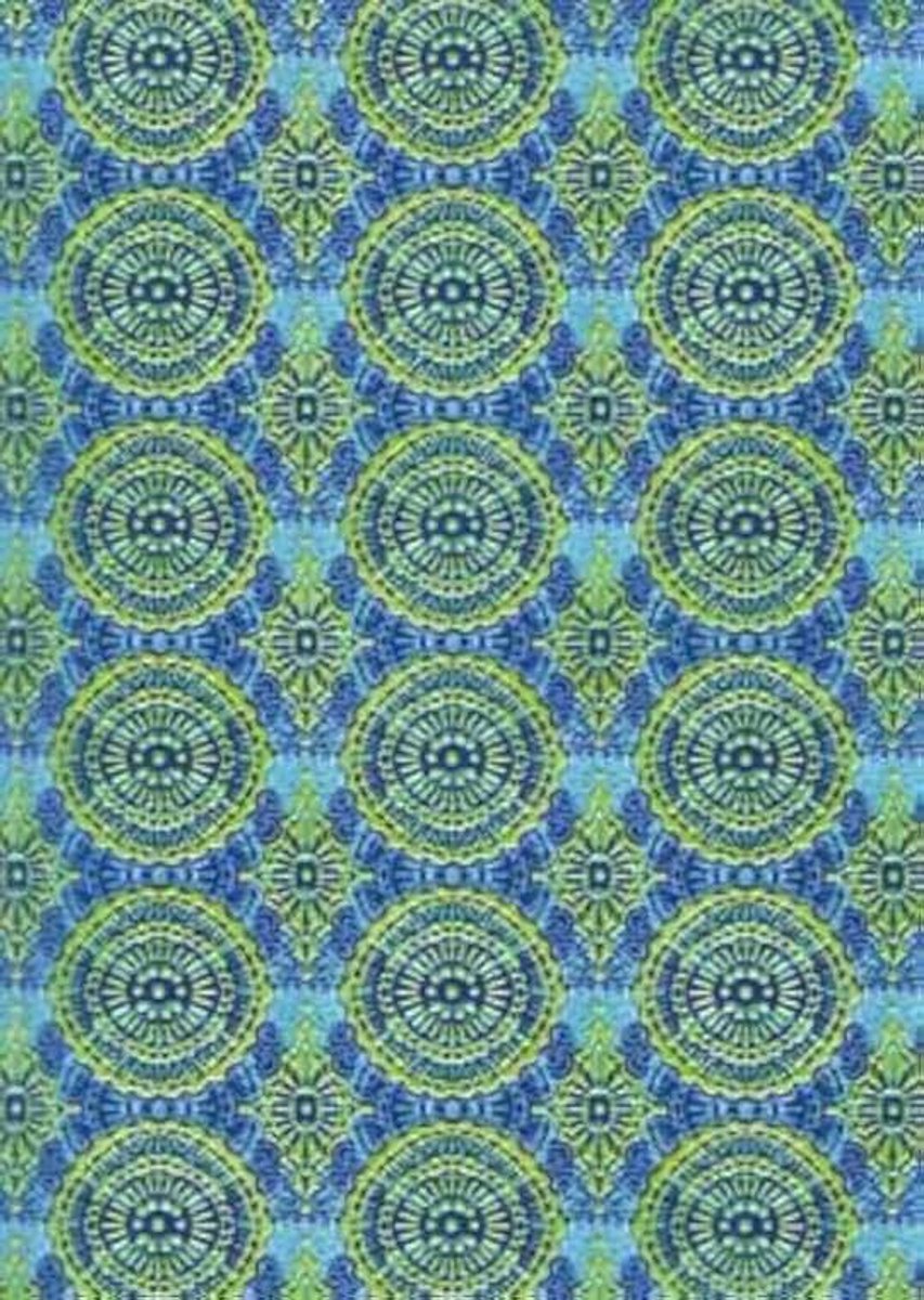 Decopatch C728O papier, 395 x 298 mm, 3-pack Turquoise cirkelsornamenten goud