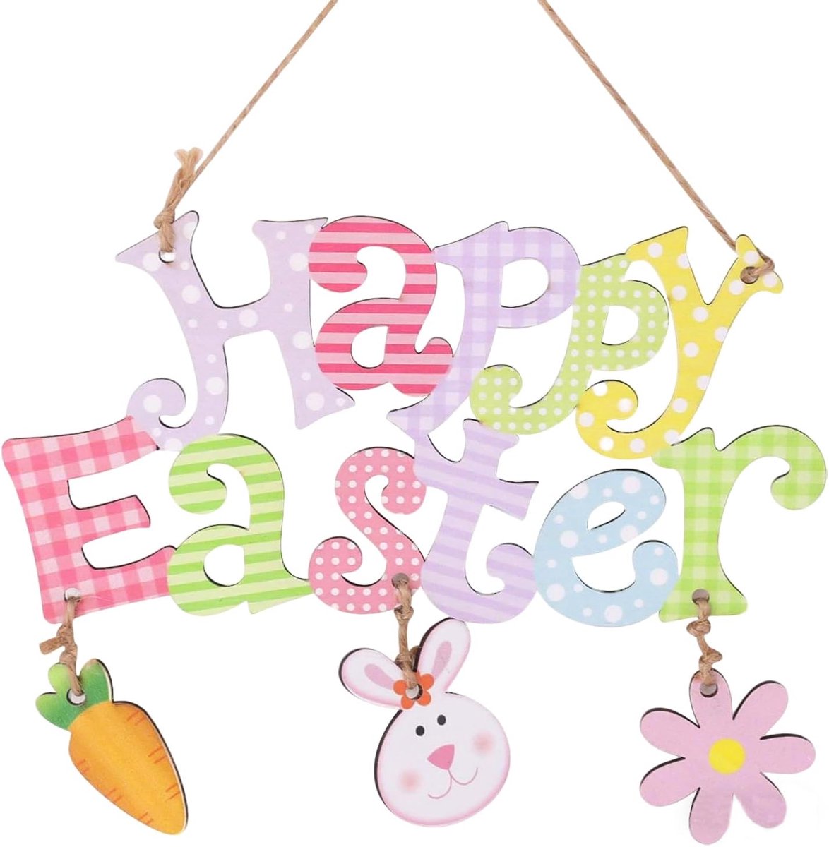 Deurbordje "Frohe Ostern" met haas, herbruikbaar houten bord voor huisdeur, raam, wanddecoratie, lentedecoratie, paasdecoratie, huis, perfect paascadeau, paascadeau