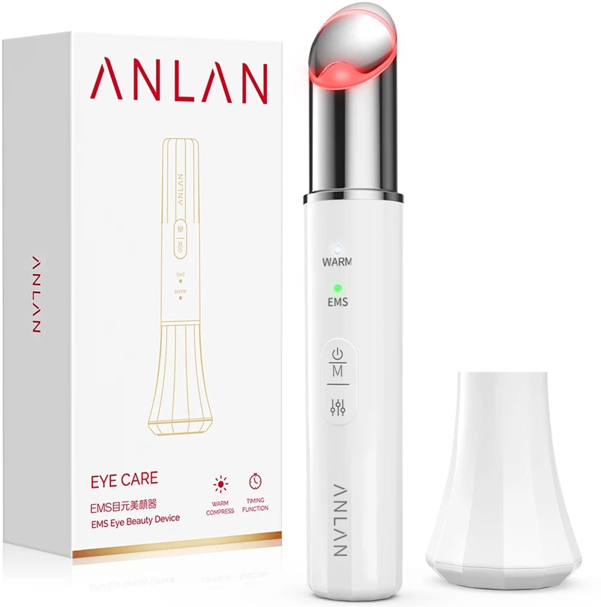 Cherrys Finds - Oogmassage Apparaat - Eye Beauty Device - EMS Microstroom - LED Lichttherapie - Verwijder Oogzakken En Donkere kringen - Oogliftmassage-instrument - Huidverjonging - Anti Aging - Wit