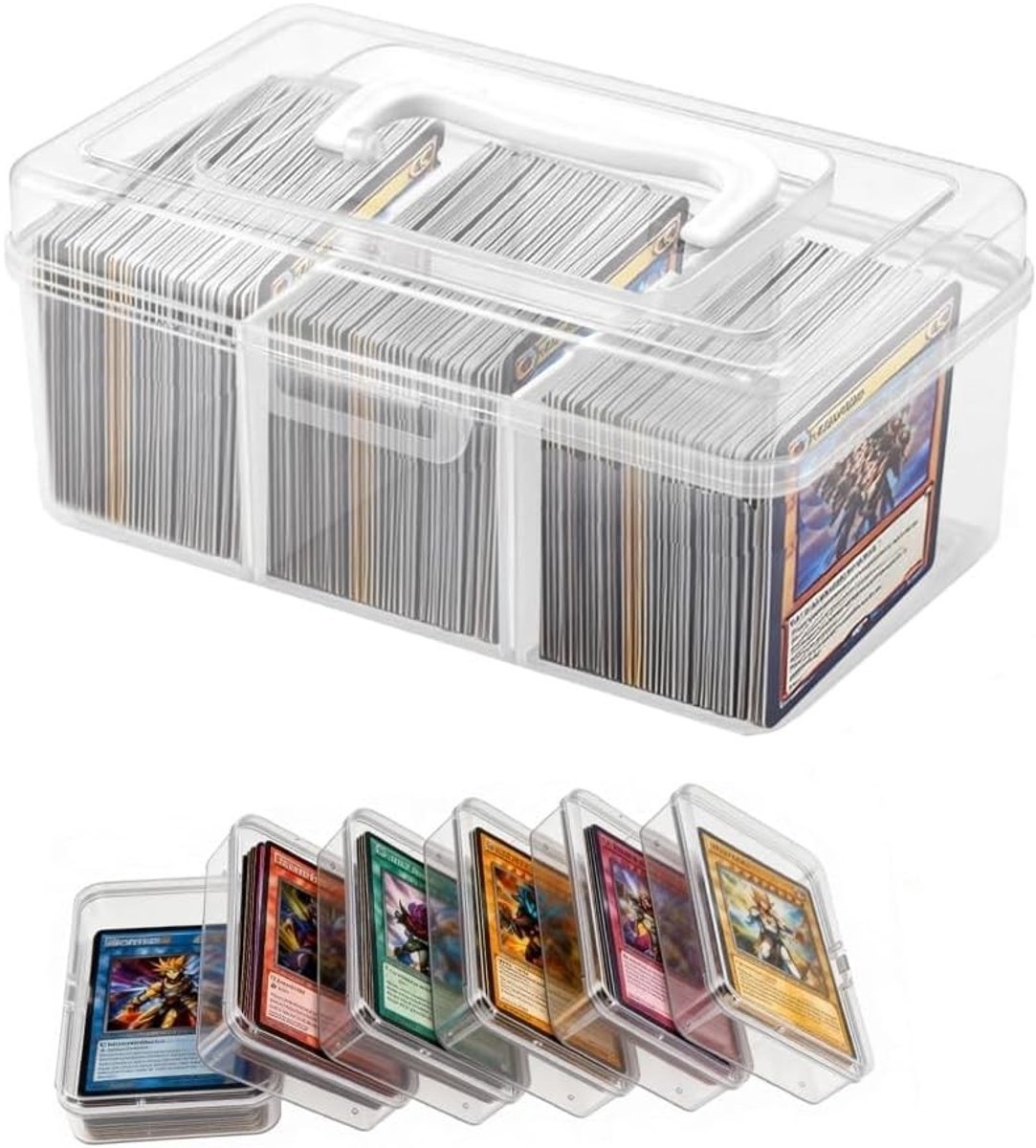 Transparante speelkaartenbox van plastic, ideaal voor het opbergen van kaarten, 19 x 11 x 9,5 cm, handig en duurzaam