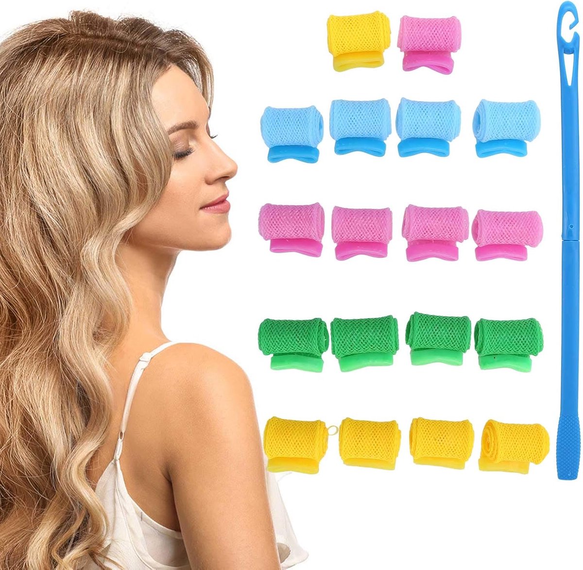 Krulspelden Spiraalhaarkrulspelden met Stylinghaken Geen Warmtekrulspelden DIY Spiraalhaarrollers Krullen Styling Kit Hairstyling Tool voor Kort Haar