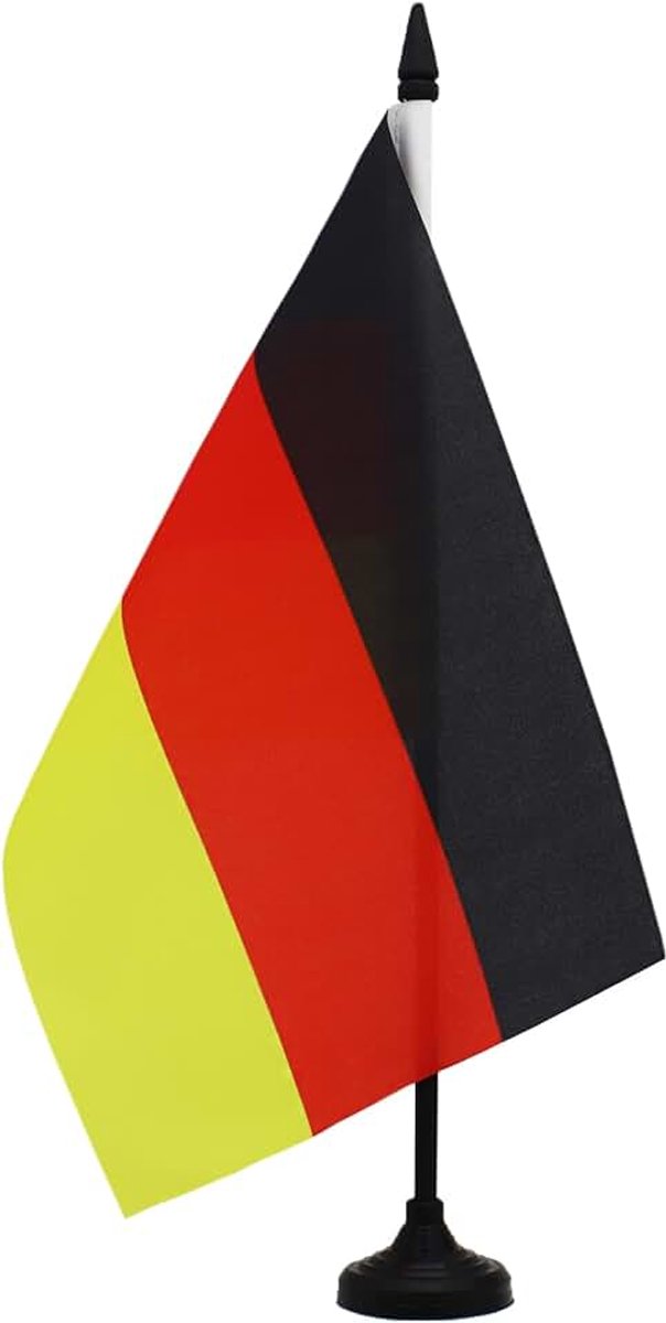Tafelvlag Autoracen nationaal Duitsland 21x14 cm Plastic Voet | Binnengebruik bureauvlag Motorsport Deutschland gestikte afwerking met verstevigde randen 100D polyester