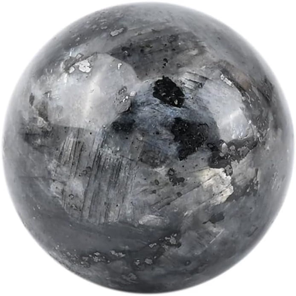 Bal, wit, gepolijst, natuurlijk, gepolijst glas met energie-eigenschappen, gepolijste bal (wit labradoriet, 3 cm)