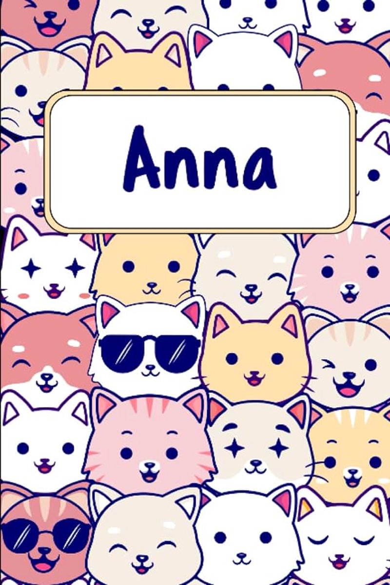 Quaderno nome personalizzato | Regalo amanti dei gatti: Quaderno Taccuino Idee Regalo Anna | Dimensioni 15,24 x 22,86 cm | 110 Pagine