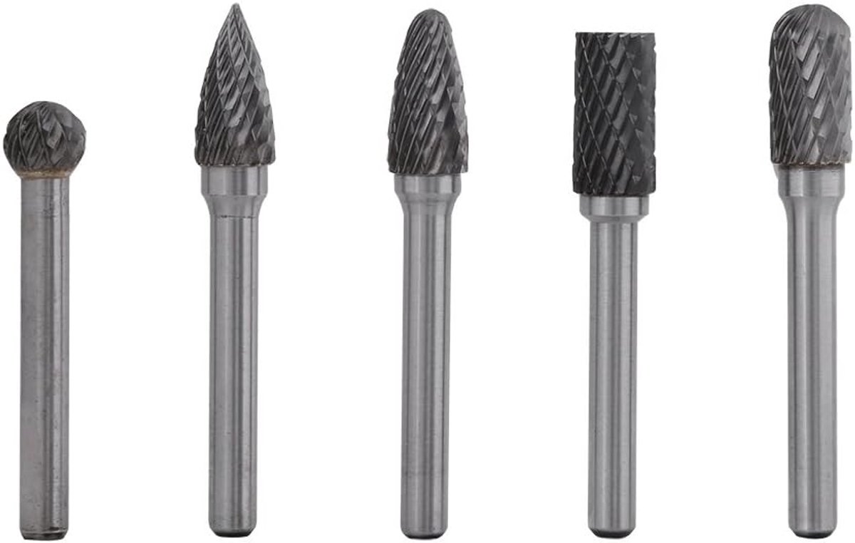 Kit Van 5 Stks Hardmetalen Roterende Snijders Dubbele Schacht 6mm Kop 10mm Tool Boorschuurmachine Elektrische