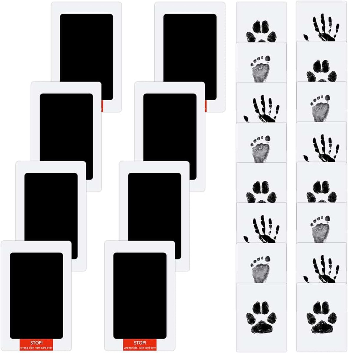 Baby hand- en voetafdrukset, 8-delige babyafdrukset, afdrukset voor pasgeborenen 0-6 maanden, babyhuid komt niet in aanraking met kleur, pootafdrukset hond, pootafdrukset kat