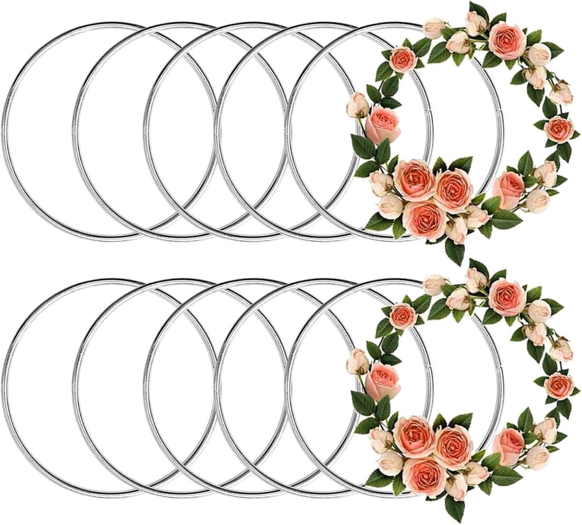 Vcsjw 10 stuks metalen ringen om te knutselen, 10 cm, decoratieve ringen, decoratieve ring, metalen ring voor doe-het-zelf wikkeltechniek, bruiloftskrans, dromenvanger, festival, feestdecoratie,