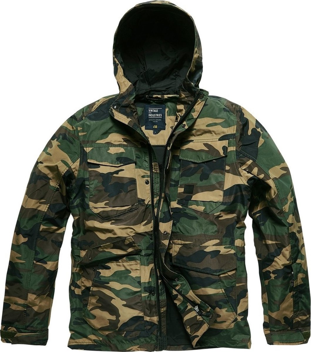 Vintage Industries Outdoorjas Levin Jacket Woodland Camo Aop