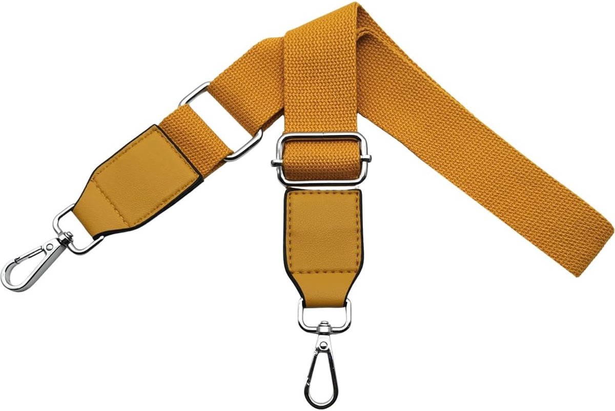 Schouderriem voor handtas, verstelbare riem met karabijnhaak, zilver, 3,8 cm, brede bandjes met leer, banaan, dames, voor crossbody doe-het-zelf, accessoires, geel, Q2-02