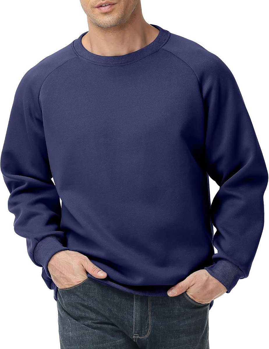 Sweatshirt voor heren van 100% katoen – zacht, warm en ademend sweatshirt met dubbellaagse stof voor dagelijks gebruik en vrije tijd