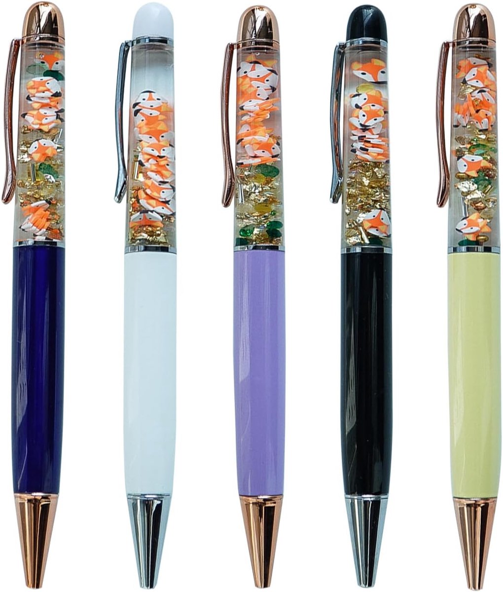 Drijvende Grappige Pennen Schattige Floater Vloeibare Schrijven Journaling Kantoorpen Uniek Cadeau Voor Vrouwen Mannen Set van 5 Pennen
