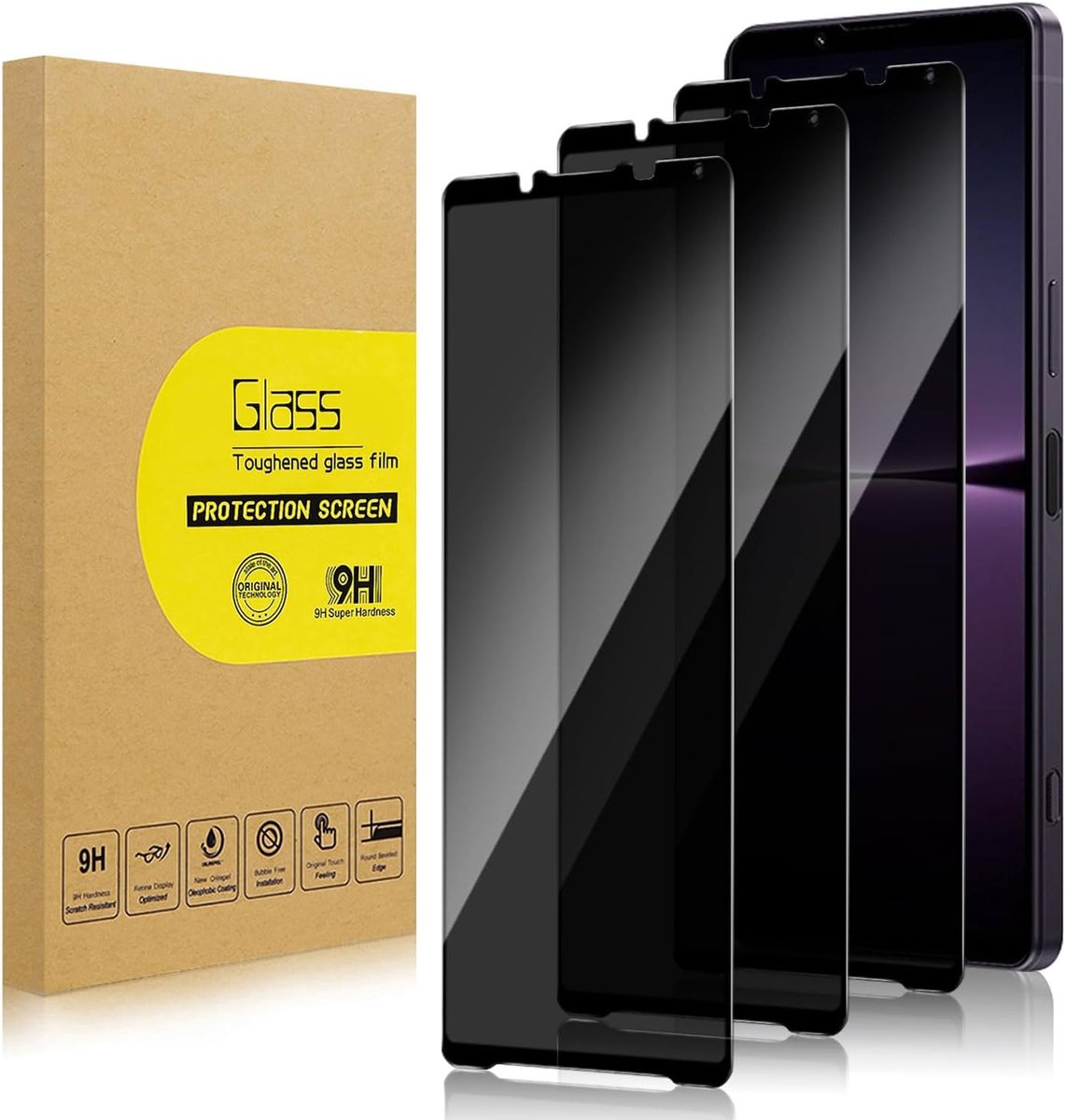 Screen Protector voor Sony Xperia 1 Ⅳ/ Sony Xperia 1Ⅴ, Anti-Spion Gehard Glas Film Schermbeschermer, 3-Stuks Elk