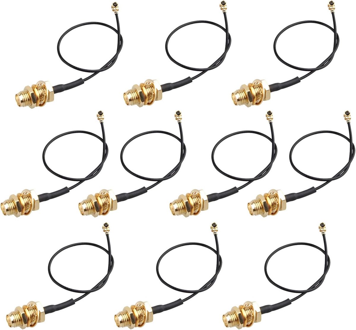 10 U.FL Mini PCI naar SMA Vrouwelijke 15 cm 1.13 Bulkhead Pigtail Antenna WiFi-kabel Zwart IPX Aerial Extension Connector voor U.FL Antenne Handheld Radio MiNi PCI-E Card Draadloze LAN WLAN