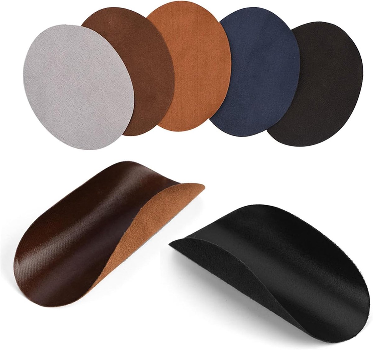 10 -stcs Ovale Vorm Pu Lederen Patch Reparatie Naaien Elleboog Kniepatjes, Doe -het -zelf Ambachtskit voor Kleding, Broeken, Tassen met, Versterking en Decoratie