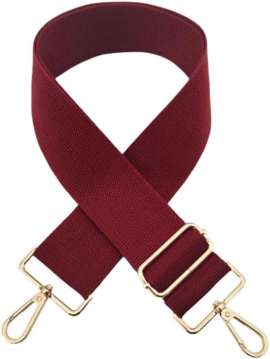 Schouderriem voor tassen, 5 cm breed, verstelbaar 72-130 cm, effen wijnrood