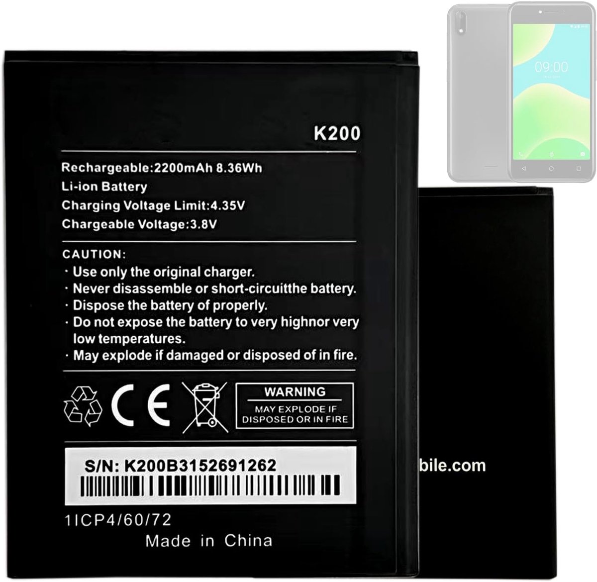 Batterij Wiko K200 compatibel met Wiko Y50