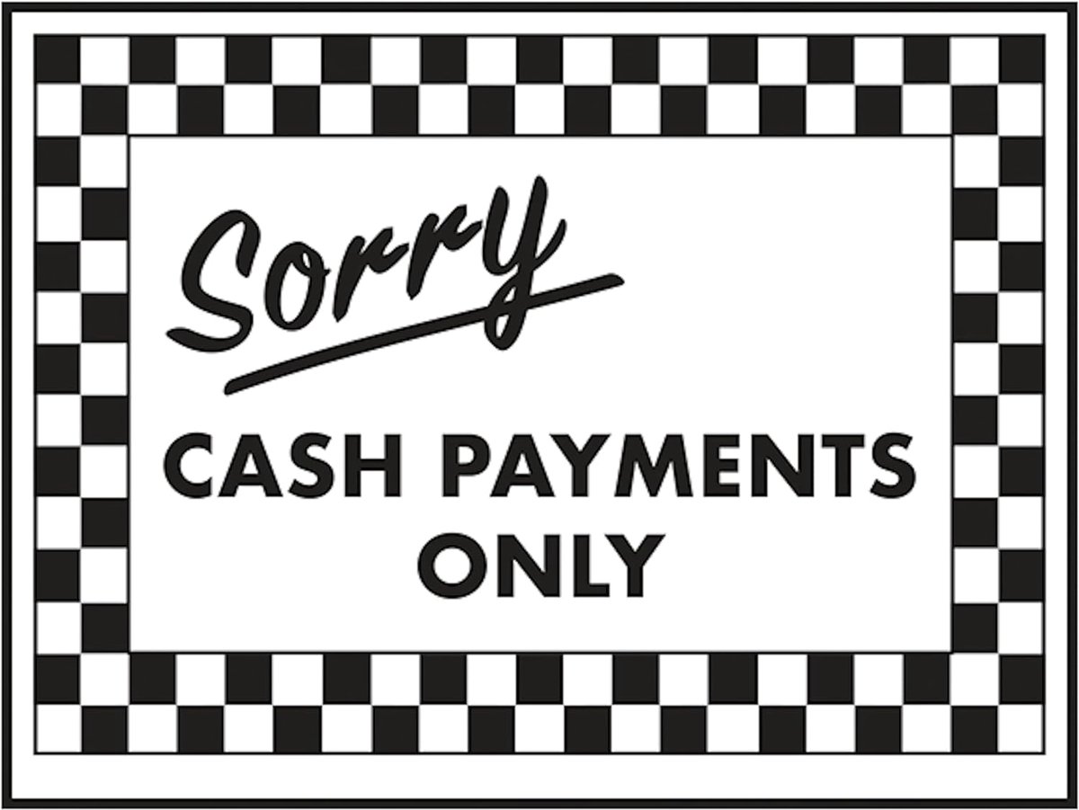 Safety Sorry Cash Payments Only 200 x 150 mm - 3mm geborsteld aluminium composiet veiligheidsteken