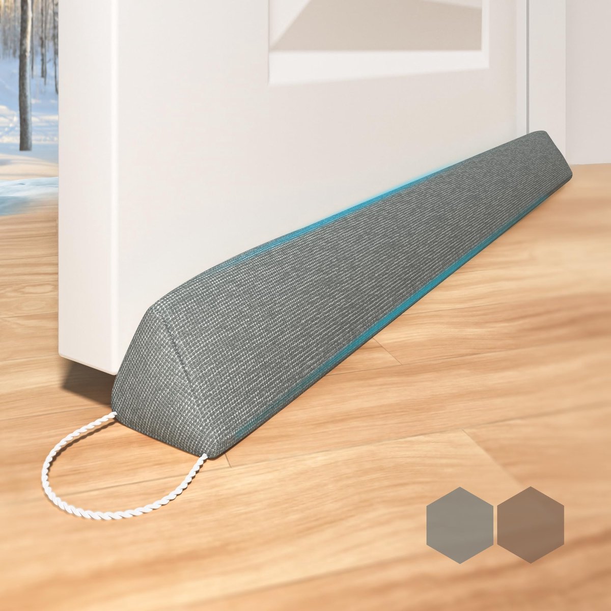 Famanu - Windstopper 90 cm, extra zware deurafdichting, wasbaar, voor wind- en geluidsisolatie van deuren en ramen, grijs