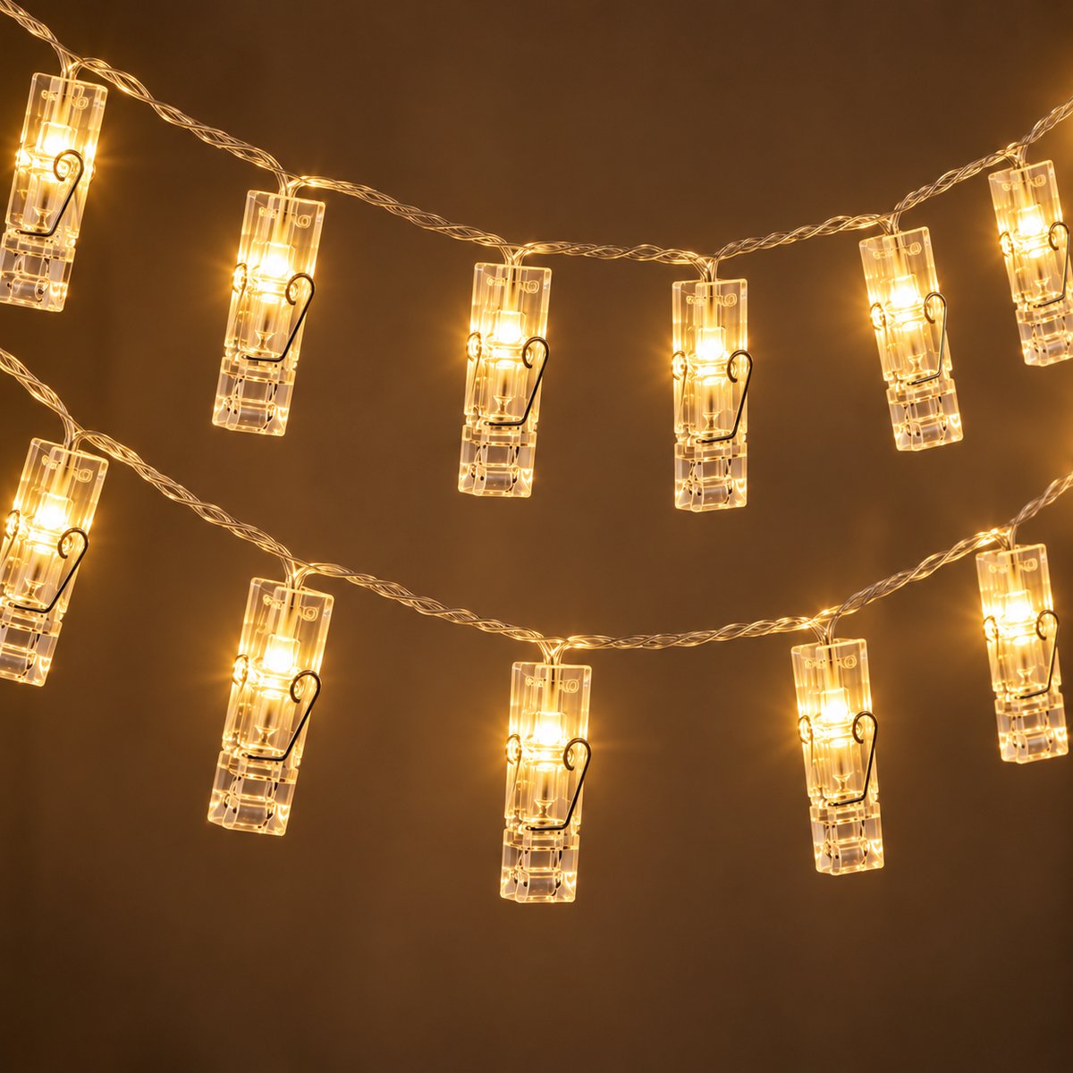 Nina’s Giftshop® Kerstverlichting met Knijpers – Fotoslinger – 6 Meter – 40 LED – Lichtsnoer – Warm Wit – Fotolichtsnoer – Kerstdecoratie – Binnen