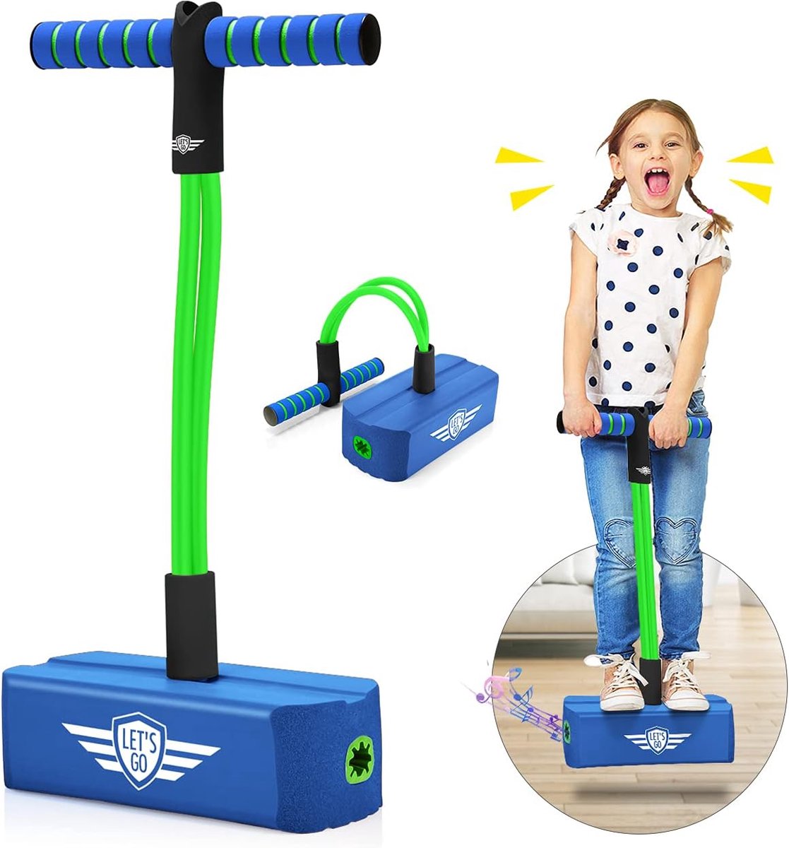 Pogostick voor Kinderen - Schuim Springstok met Geluid - Antislip Voetsteun en Zachte Handgrepen - Voor Binnen en Buiten - Vanaf 3 Jaar
