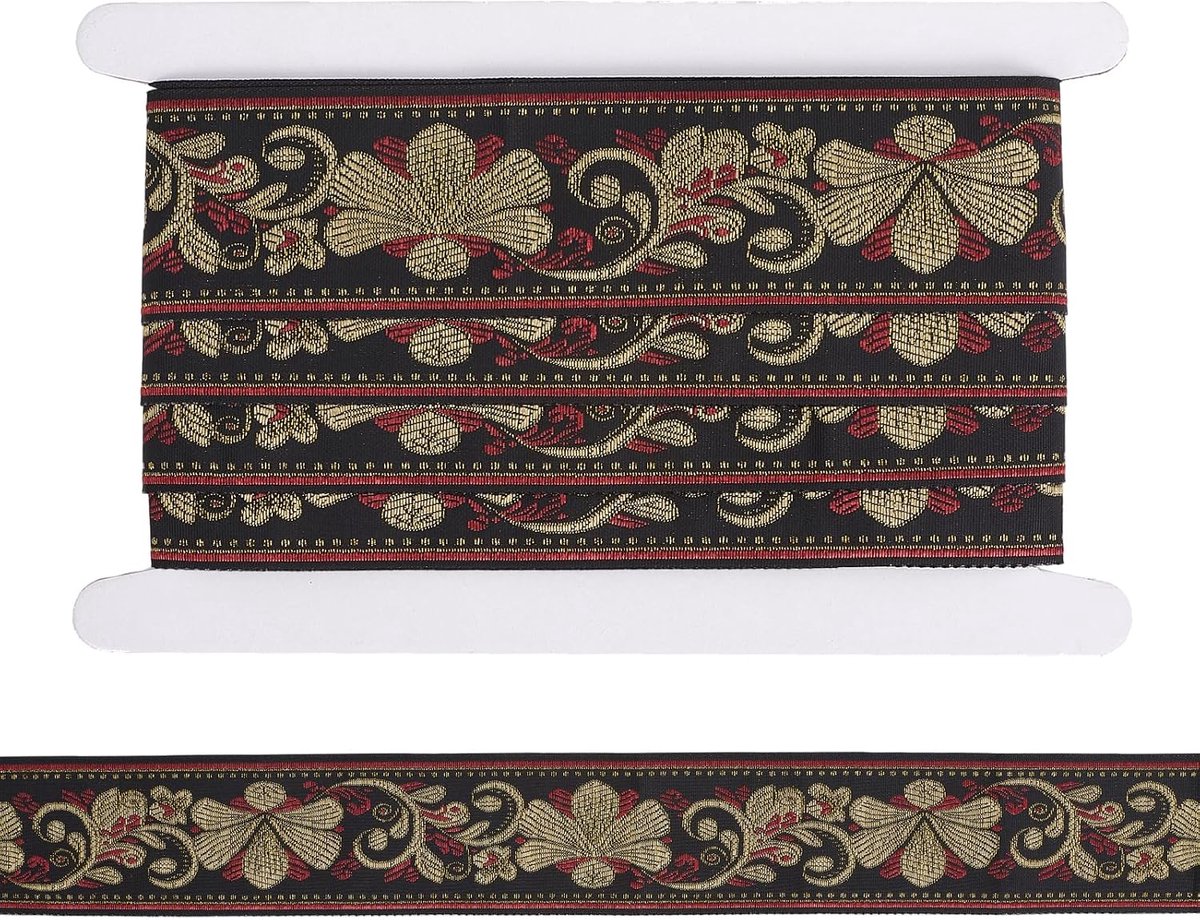 5 meter vintage jacquard-banden, bloemenpatroon, etnische stijl met geweven band, geborduurd, jacquard-boho-stijl, voor naaiwerk