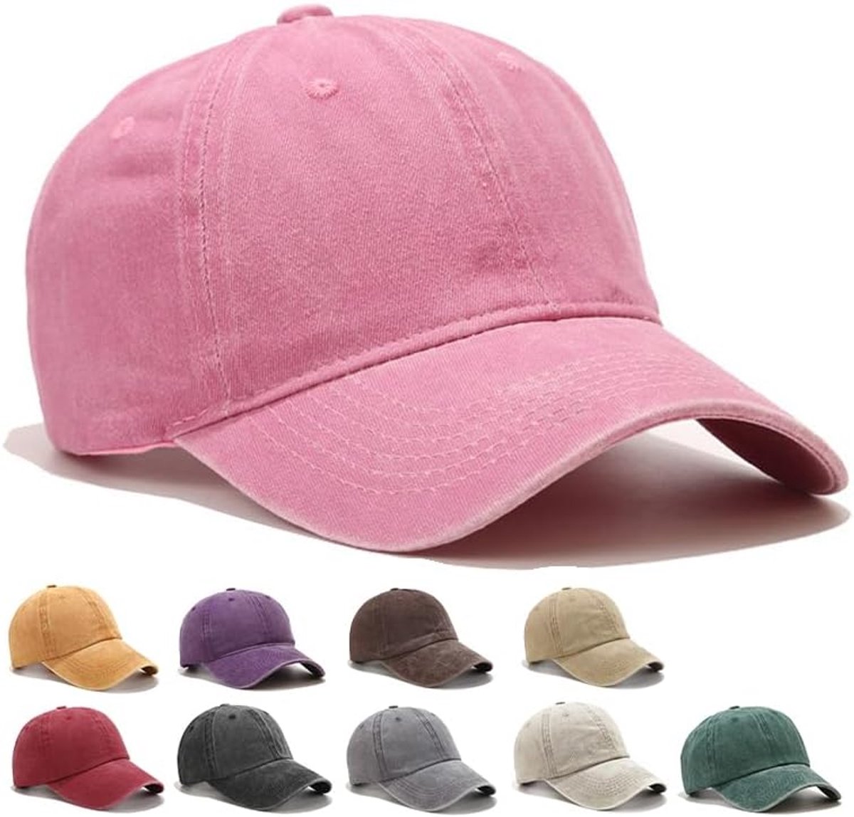 Baseballpet voor dames en heren, unisex baseballpet, 100% katoen, verstelbare vintage baseballpets, effen kleur, geschikt voor buitenactiviteiten, sport en reizen