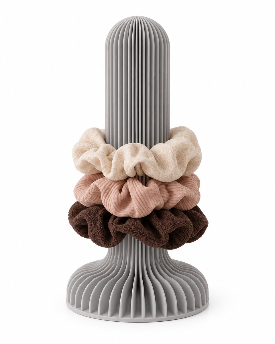 Scrunchie Houder – Haaraccessoire Organizer – Haar Elastiekjes Houder – 3D Geprint – Modern Geribbeld Design