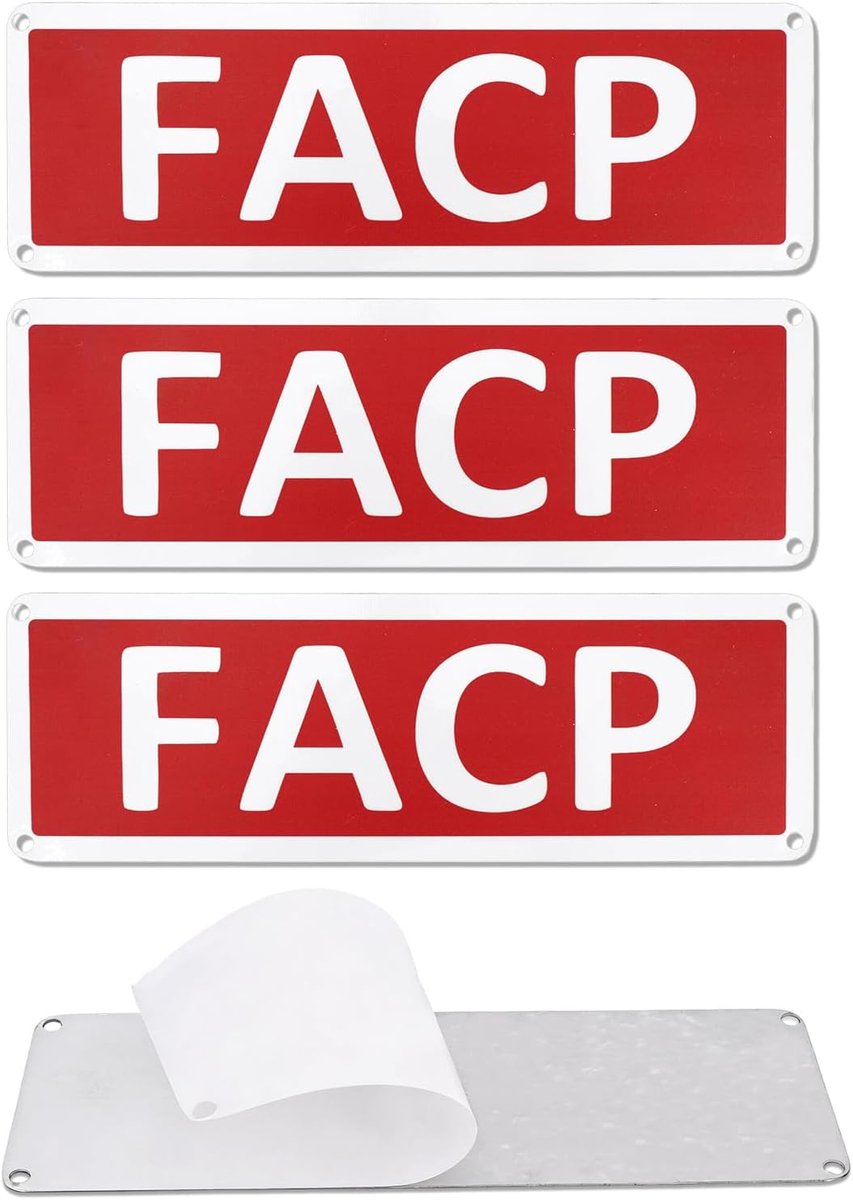 4st FACP-Bordjes, 22,86x7,62cm Aluminium Brandmeldpaneel Deurbordjes Reflecterend Waterdicht en Zelfklevend met Voorgeboorde Gaten (Rood)