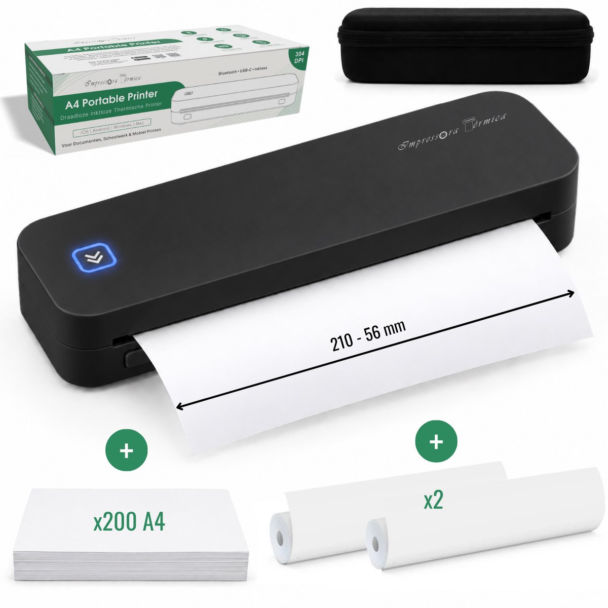 Bol.com Impressora Térmica® - Thermische A4 printer - Combideal met Draagtas + 200 Vellen Thermisch Papier + 2 papierrollen - Mi... aanbieding