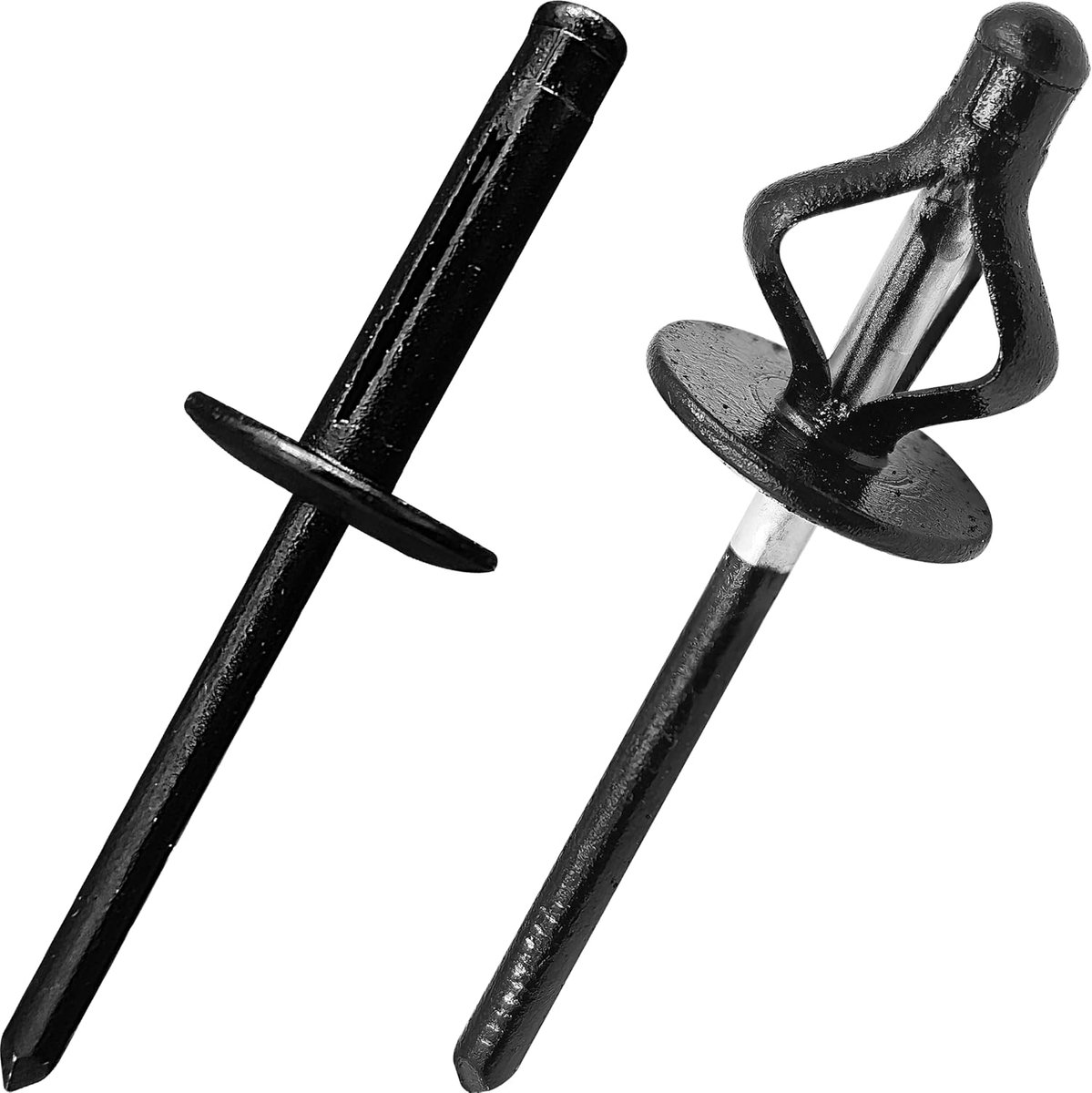 Blindklinknagels van aluminium met drievoudige expansie – assortiment bolklinknagels voor kunststoffen of zachte materialen (volledig zwart, Ø 4,8 x 20 x 16 mm – 50 stuks)