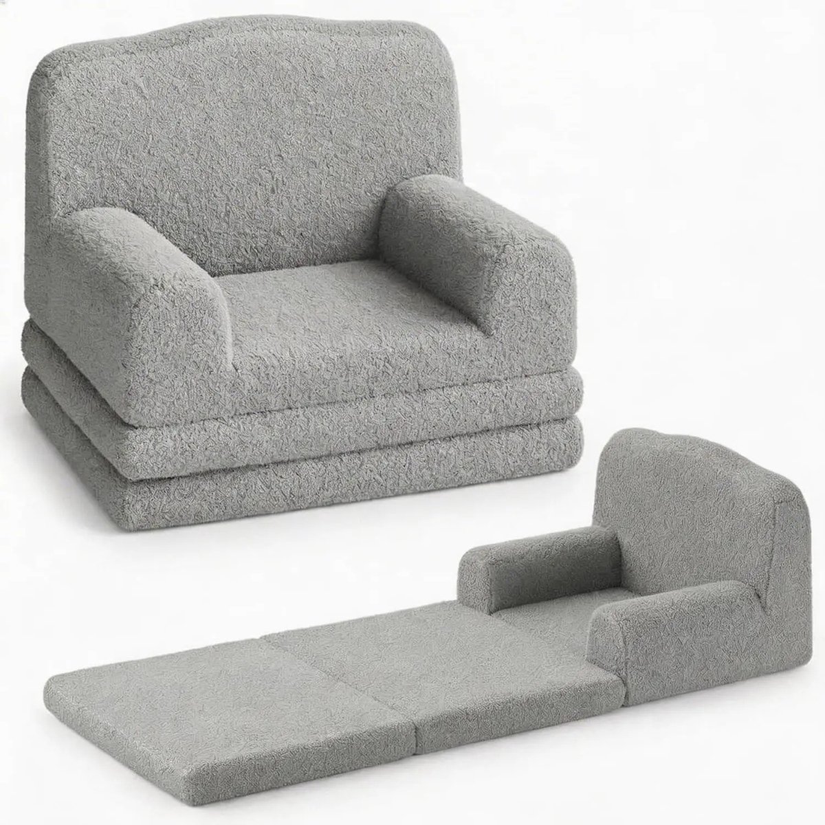 Nutrella - Sofa - Kindermeubel - Kleuterfauteuil - Lichtgewicht 3,3 kg - Zachte Stoffen - Stabiel Frame - Gemakkelijk Reinigbaar - Grijs