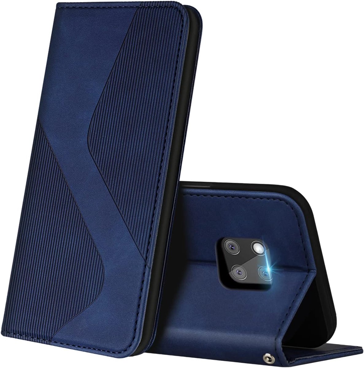Hoesje voor Huawei Mate 20 Pro, PU Kunstleer Bookcase Telefoonhoesjes met [Kaartsleuven] [Stand], Flip Case Beschermhoesje voor Huawei Mate 20 Pro (Blauw)