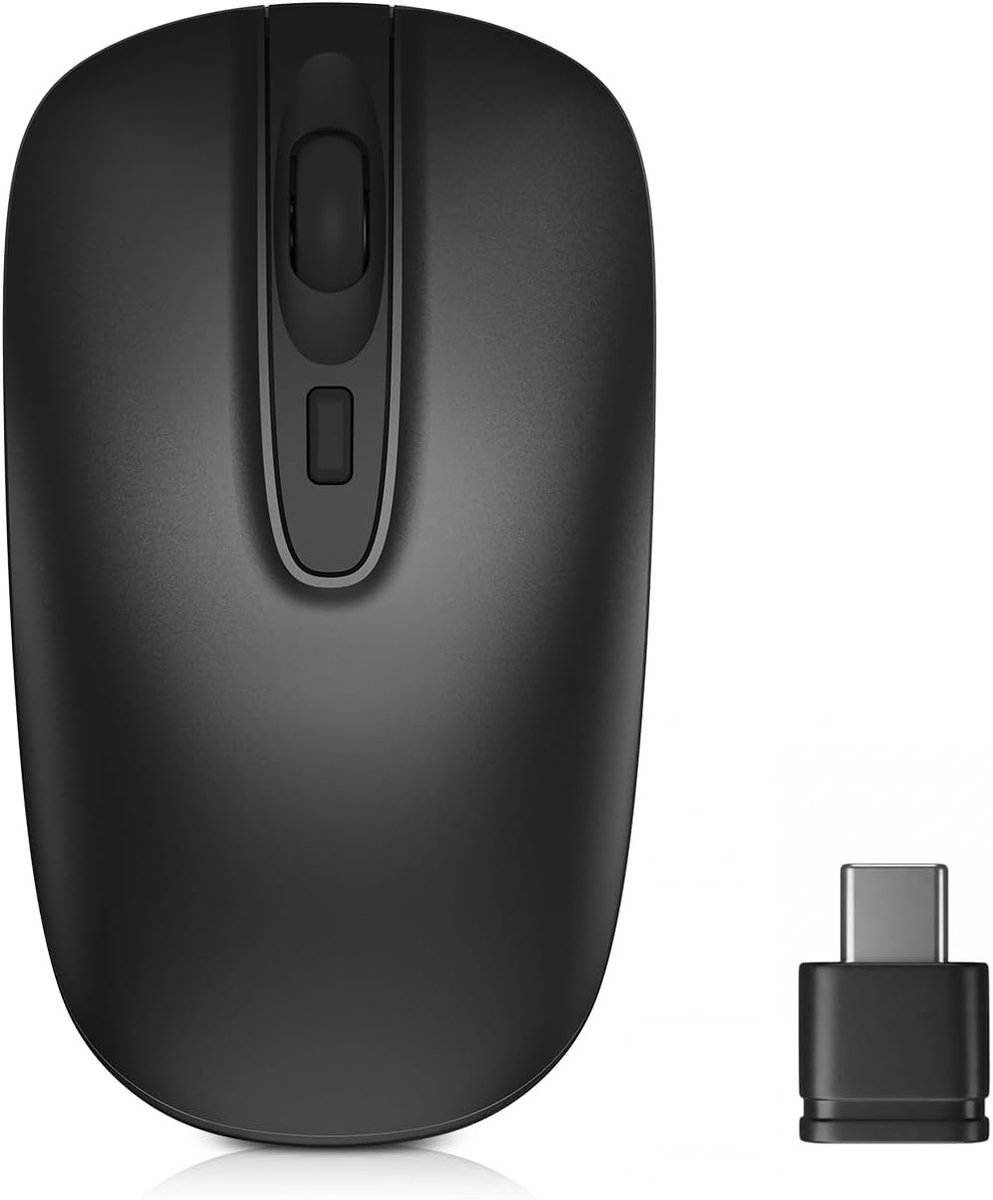 Cimetech Draadloze Muis, USB C Muis voor Laptop USB C Slanke en Stille Draadloze Muis met Type-C Ontvanger Compatibel met PC, Laptop, MacBook en alle Type-C apparaten