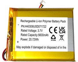 Batterij Vervanger, 5600 mAh, 3,7 V, voor HelloBaby HB6588 Video-babyfoon