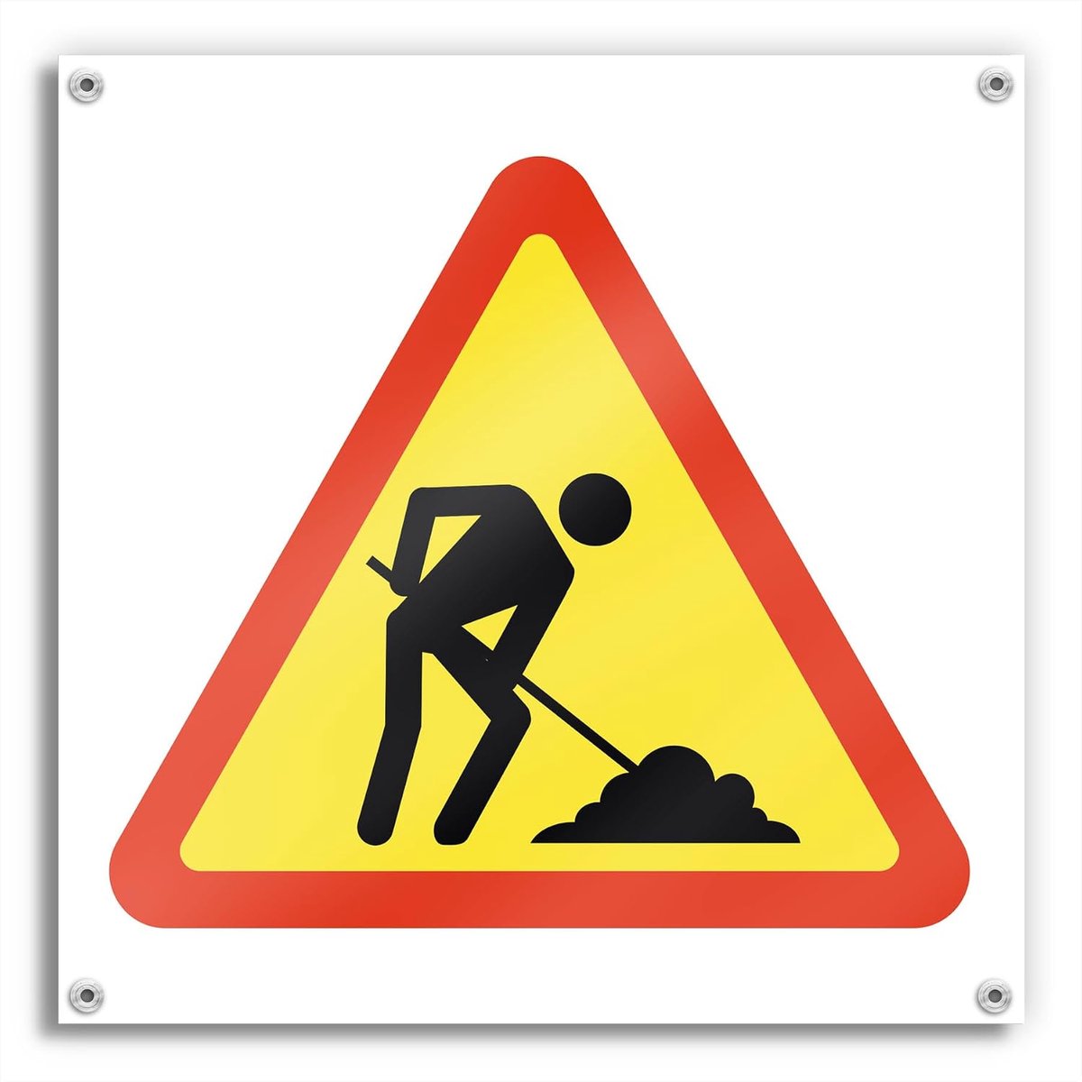 Schild voor bouwplaats, 42 x 42 cm, bedrukt canvas, waarschuwingsbord voor bouwplaats (bouwplaat)