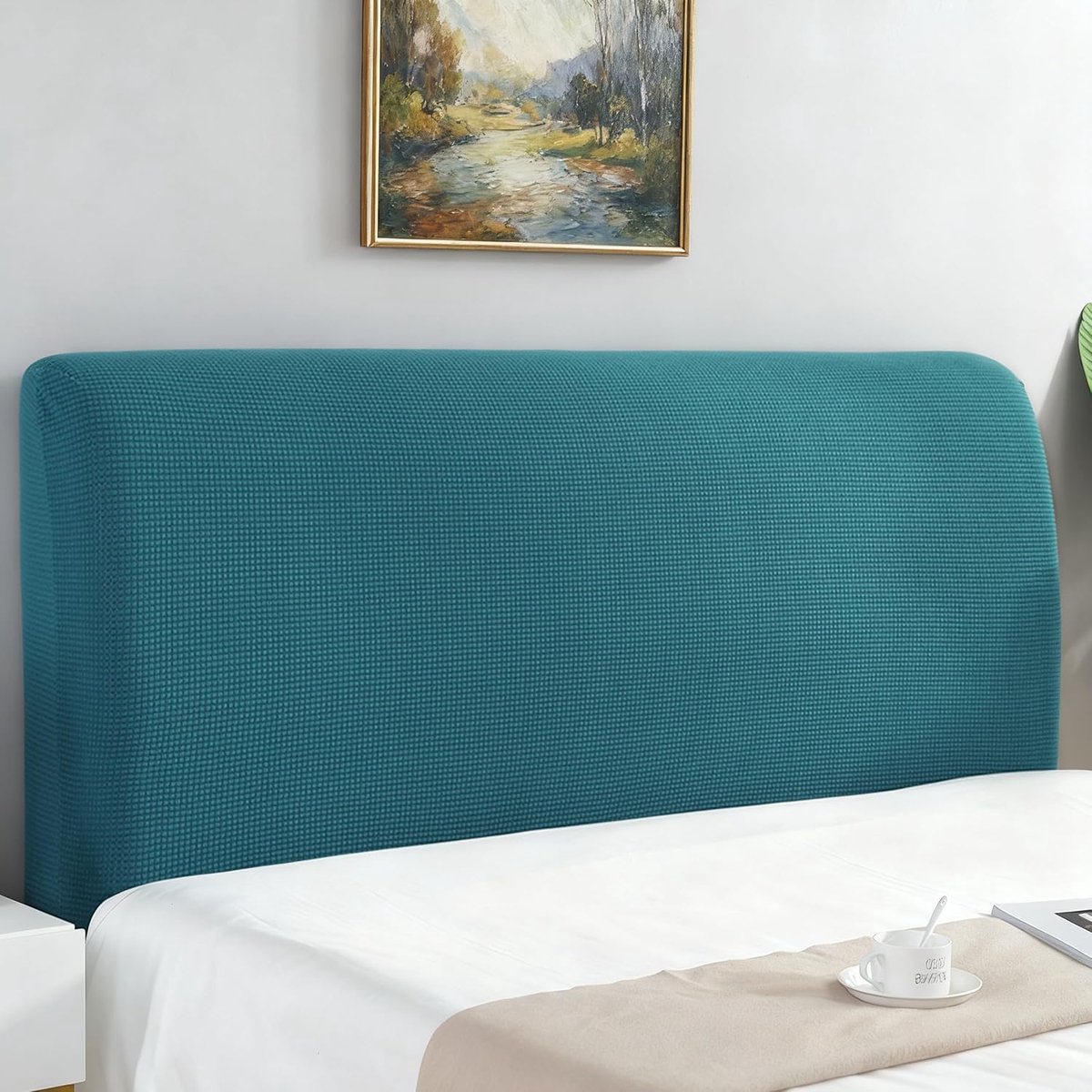 Hoofdbordbekleding voor bed, elastisch, hoofdbordbekleding in maïskorrelvorm, stofbescherming voor bedhoofdeinde, donkergroen, 120 cm