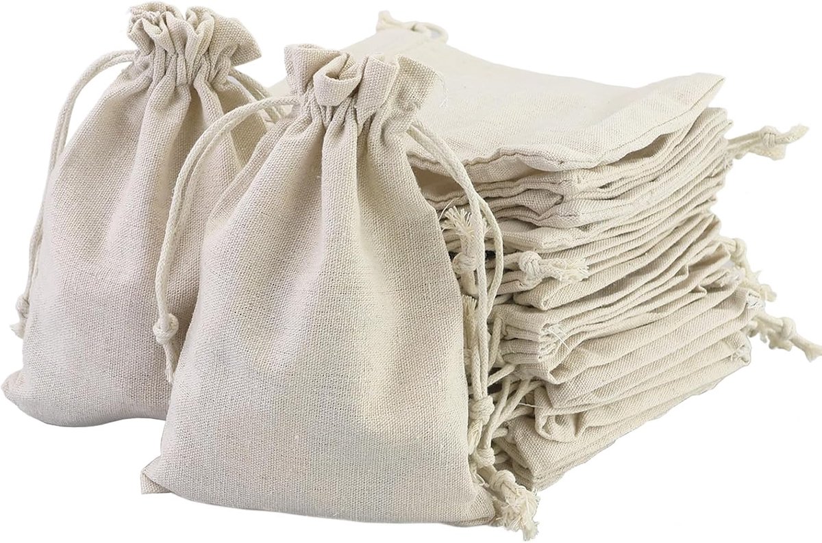 20 stuks jute zakken, jute zakken 13 x 18 cm (5 x 7 inch) herbruikbare stoffen zakken kleine canvas tassen met trekkoord katoenen mousseline zakken vintage mesh sieraden gunst zakken, kleine katoenen