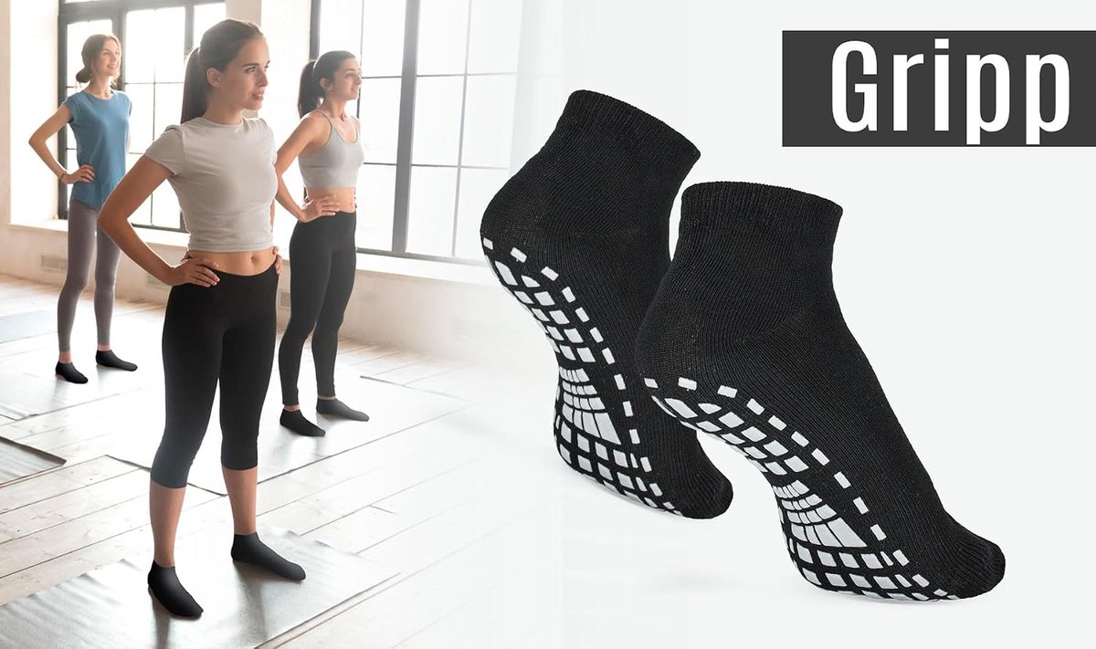 Sokken voor fitness en pilates, 80% polyester, 20% katoen, maten 36-46