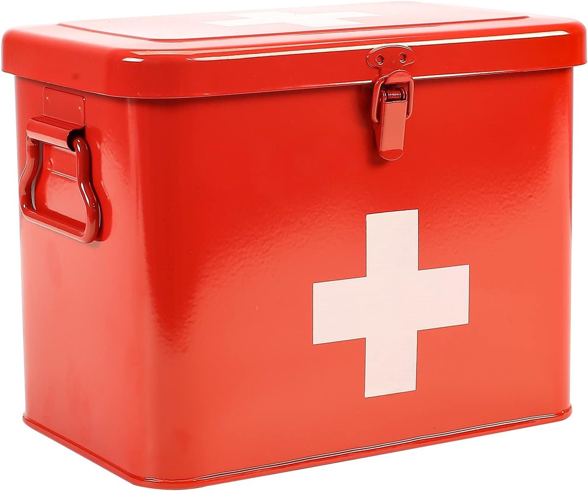 huisapotheekbox, multifunctionele apotheekbox, medicijnenorganizer, eerstehulp, koffer, kast, retro, voor medicijnen, thuis, buiten, 20,5 x 13,5 x 16,5 cm, roze