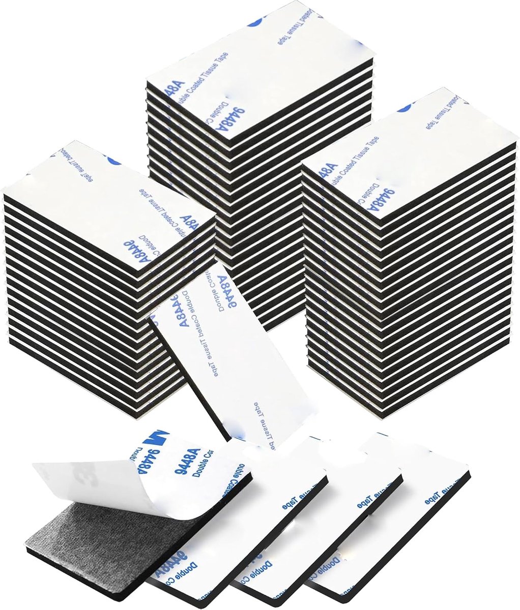 60 Stuks Dubbelzijdige Schuimtape, Sterke Hechttape - Voor Ophangen van Schilderijen, Posters, DIY-Projecten (Zwart)