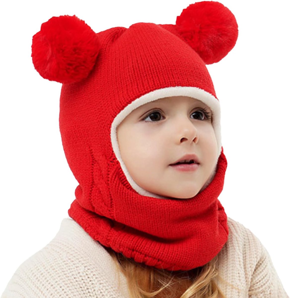 schattig, warm, 1-6 jaar, sjaal met capuchon, muts met fleecevoering, sjaal met capuchon, hoofddeksel, balaclava, skimuts