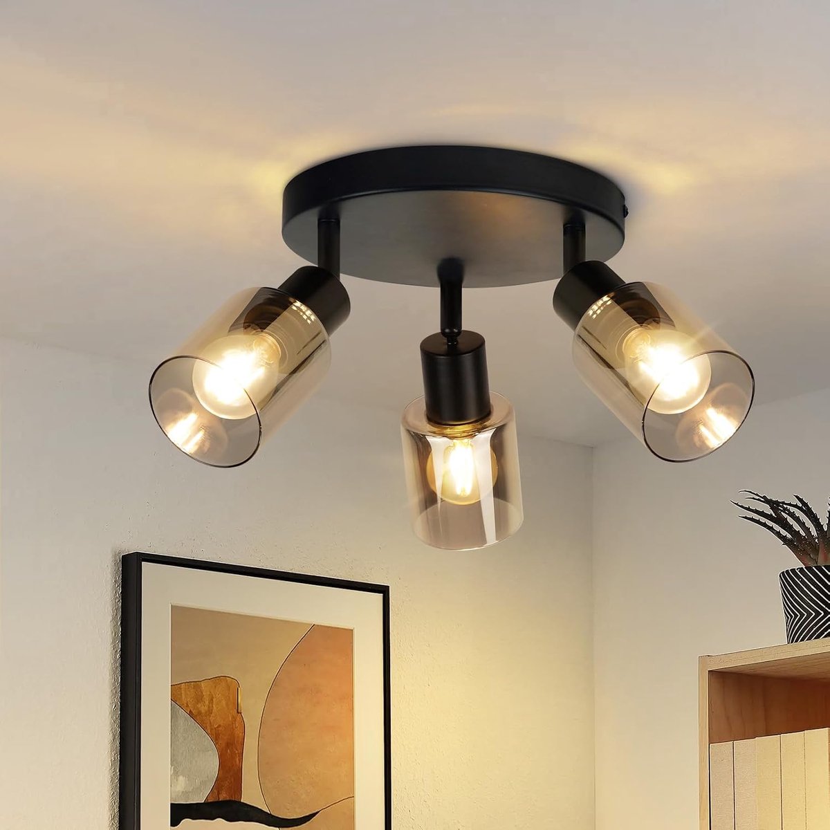 Plafondspot 3 Lampen Zwart: Vintage Plafondlamp Retro Plafondlamp