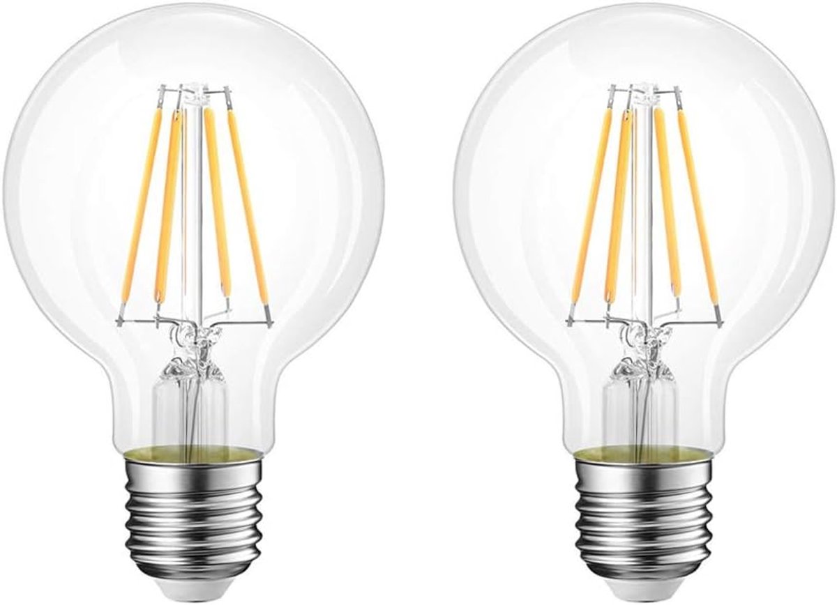 4W gloeidraad LED gloeidraad G80, 2700K warm wit, vervanging voor 40W gloeilamp, ultrahelder 400 lm, rustieke lamp filamentstijl helder (2-pack)