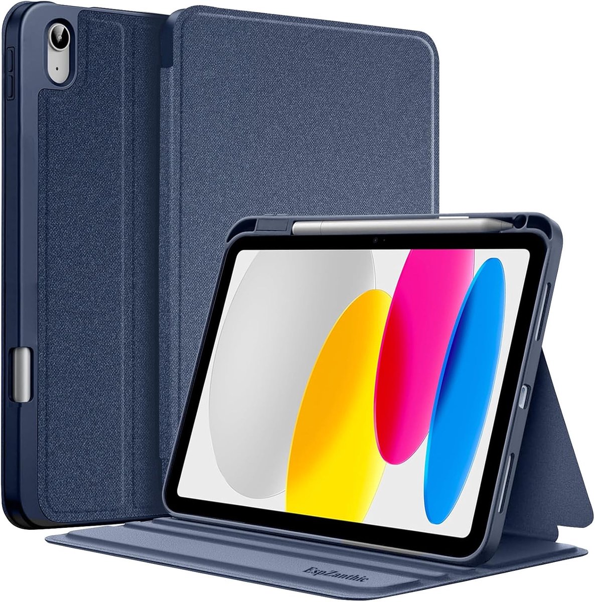Case voor iPad 11 Inch A16 11e Gen 2025/iPad 10.9" 10e Gen 2022 met Pencil Houder, Slank Folio Tablet Hoes Cover, Multi-Hoek Stand, Auto Sleep/Wake, 11-Marine