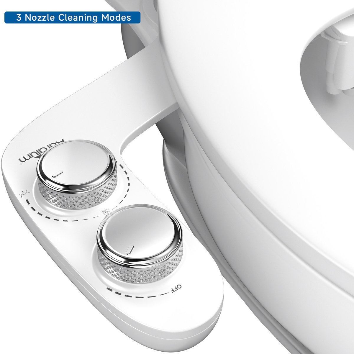 Auralum Max Bidet-opzetstuk voor Toiletbril Niet-elektrisch Koudwater Dubbele Intrekbare Sproeier Zelfreinigend Instelbare Waterdruk Eenvoudig te Installeren- Universeel passend &Chroom Wit